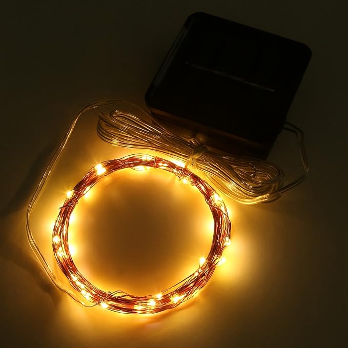 Magicnight Solar Mini Teeny Tiny Lights,Starry String Light for Garden Fairy,Tree,Railing,Arbor,Fence,16 Feet 50LEDs,2 Pack,Warm White
