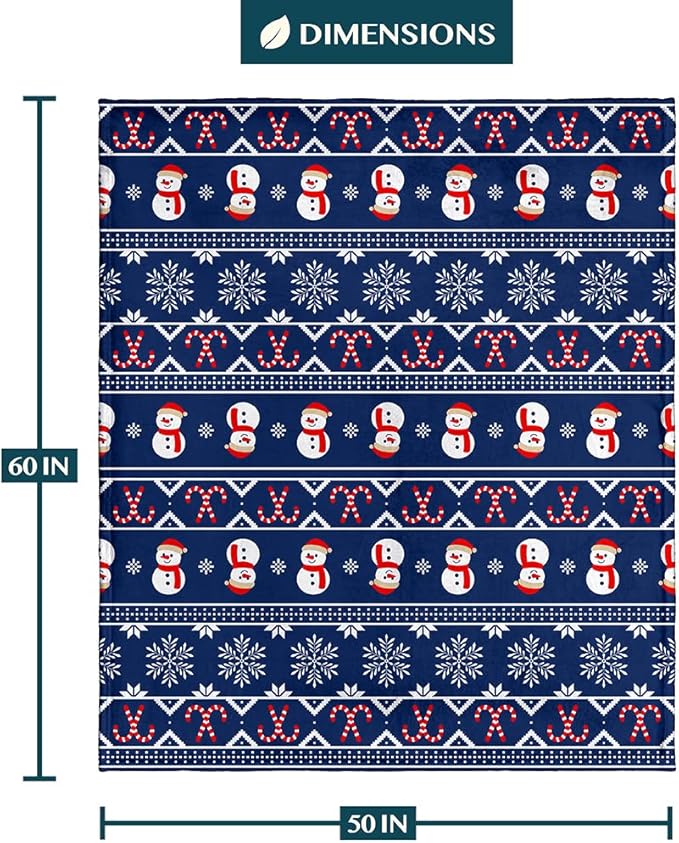 PAVILIA Christmas Snowman Throw Blanket | Blue Holiday Christmas Fleece Blanket | Soft, Plush, Warm Winter Cabin Throw, 50x60 (Blue Christmas)