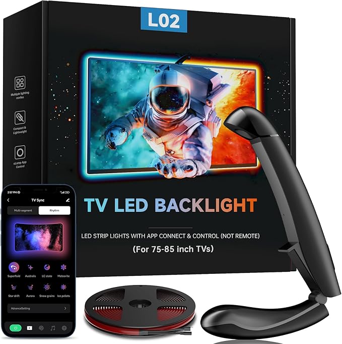 TV Lights That Change with TV, 18ft LED Lights for 75-85 Inch TVs & PC Monitors, Smart App Control TV Backlight Sync to Screen, USB-C Powered RGB LED Strip Lighting