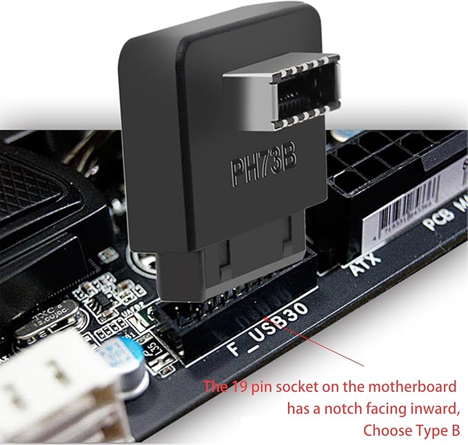 USB 3.0 19/20PIN to Type E Kye A 90-Degree Bend Adapter - Expand Your Computer with a USB Type C Port (B)