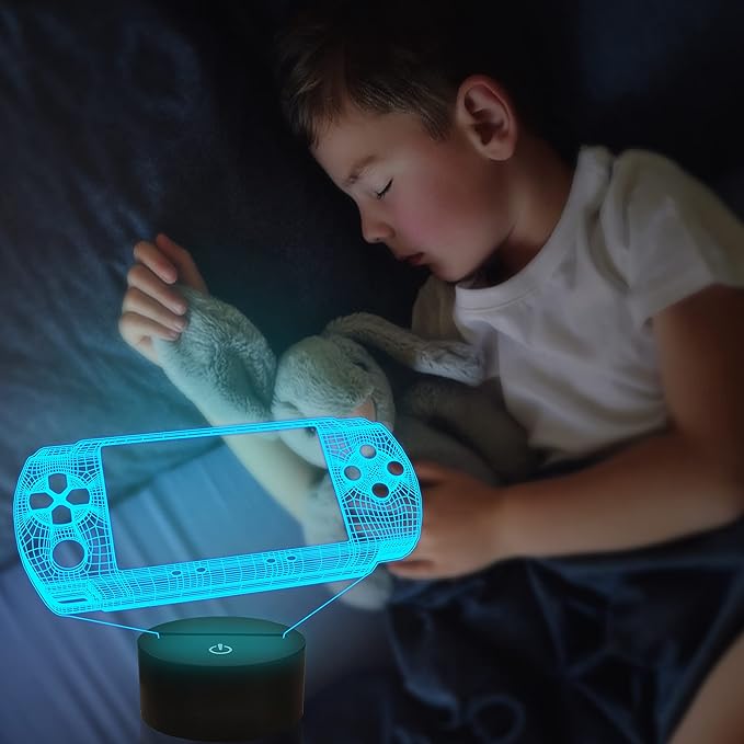 Attivolife Gameped 3D Illusion Lamp, Handheld Game Console Night Light with Remote Control + Timer 16 Color Change Lamps Kids Gamer Room Decor Plug in Cool Festival Birthday Gifts for Boys Men Child
