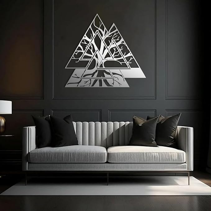 Metal Viking Wall Decor, Tree of Life Metal Wall Art, Norse Viking Decor, Norse Pagan Decor, Pagan Wall Decor, Tree of Life Wall Sculpture, Scandinavian Home Decor, Godly Home Decor (Silver, 35"x35"|90x90cm)
