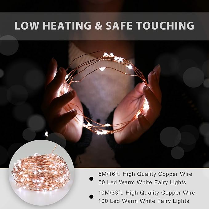 USB LED Fairy String Light, 1 Pack Copper Wire Fairy Lights for Indoor, Bedroom Festival Christmas Wedding Party Patio Decorative Window with USB Interface (16ft./5M,Cool White)