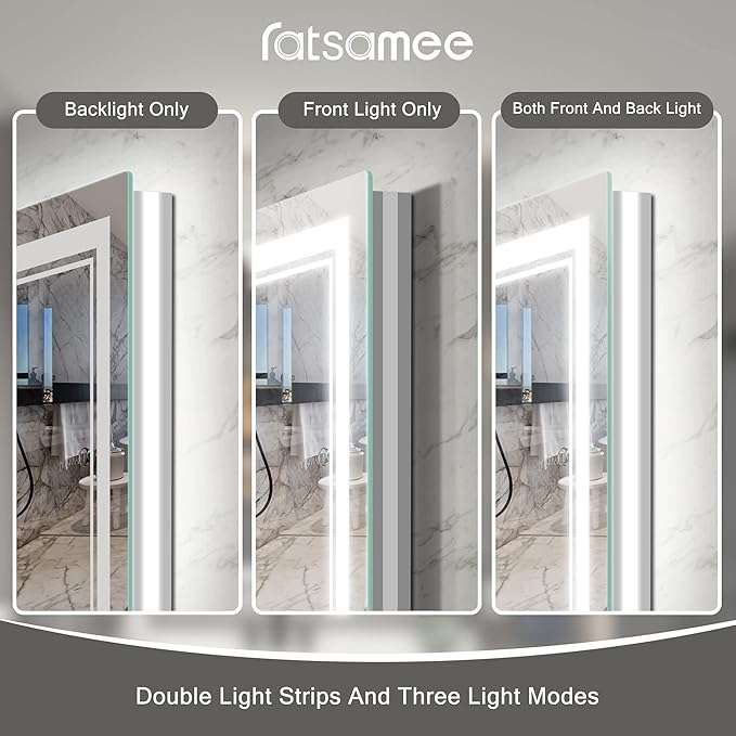 60x36 Inch Led Mirror for Bathroom with Front Light and Backlit, Dimmable Anti Fog Wall Bathroom Mirror with Led Lights, Water Proof, Decor Vanity Mirror