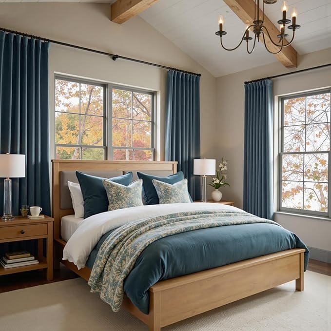 Lazzzy Velvet Blackout Curtains Thermal Insulated Room Window Drapes Super Soft Luxury Curtains for Living Room Bedroom Rod Pocket 2 Panels, Dark Slate, 52" W x 102" L