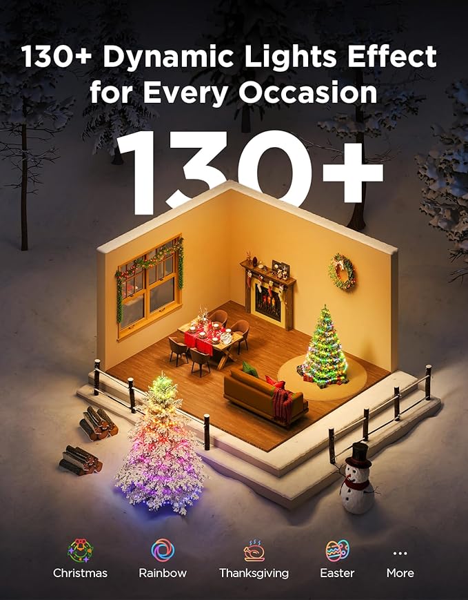 Govee Christmas Lights 2, RGBWIC 164FT 500LEDs String Lights for Holiday Decor, Smart Indoor Outdoor LED Decoration with Shape Mapping Function, 130+ Scene Modes, APP Control, Clear Wire