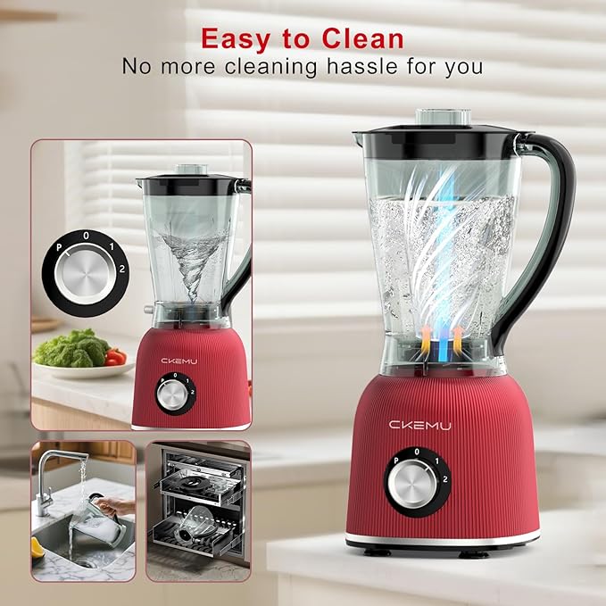 Professional Blender | 8-Cup Big Capacity | Powerful 25,000RPM Motor | Perfect for Smoothies, Shakes, and Frozen Drinks | BPA-Free & Dishwasher-Safe | Red