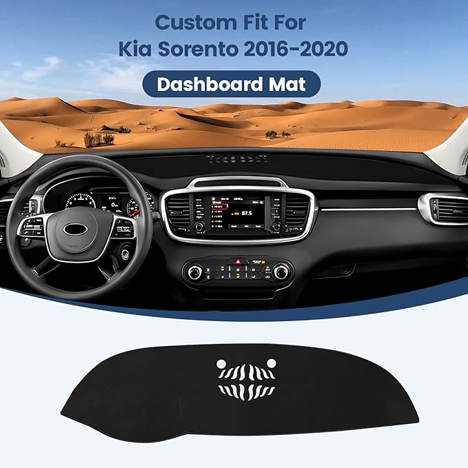 Dashboard Cover Mat Custom Fit for Kia Sorento 2016 2017 2018 2019 2020 Dash Cover Nonslip Dash Mat Protector Sunshade No Glare Black