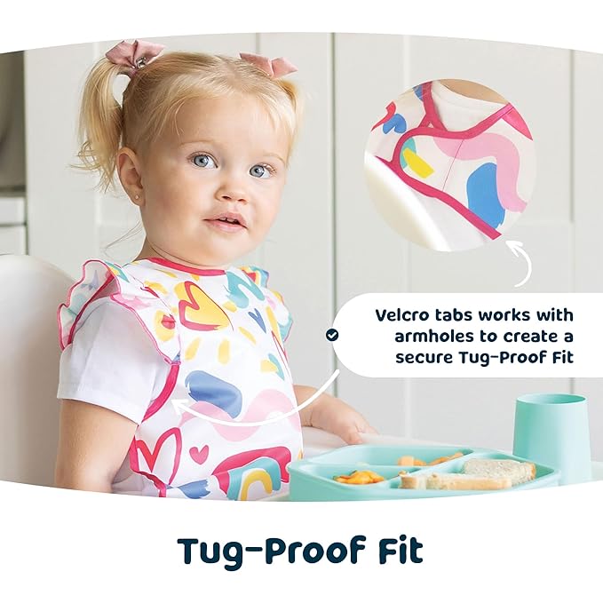 Tiny Twinkle Mess Proof Baby Bib - Waterproof & Lightweight Baby-Led Weaning Apron | 100% Recycled Polyester, Easy Clean & Machine Washable (Space, Small 6-24 Months)