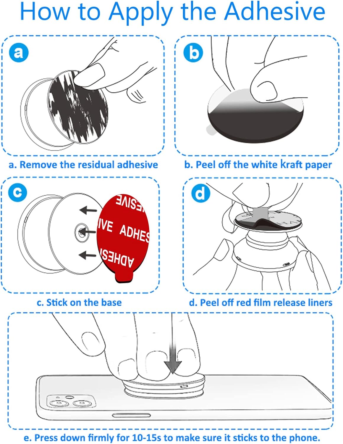 PKYAA 8 Pack Sticky Adhesive Compatible with Socket Base, Double-Sided Replacement Tape for Collapsible Grip & Stand