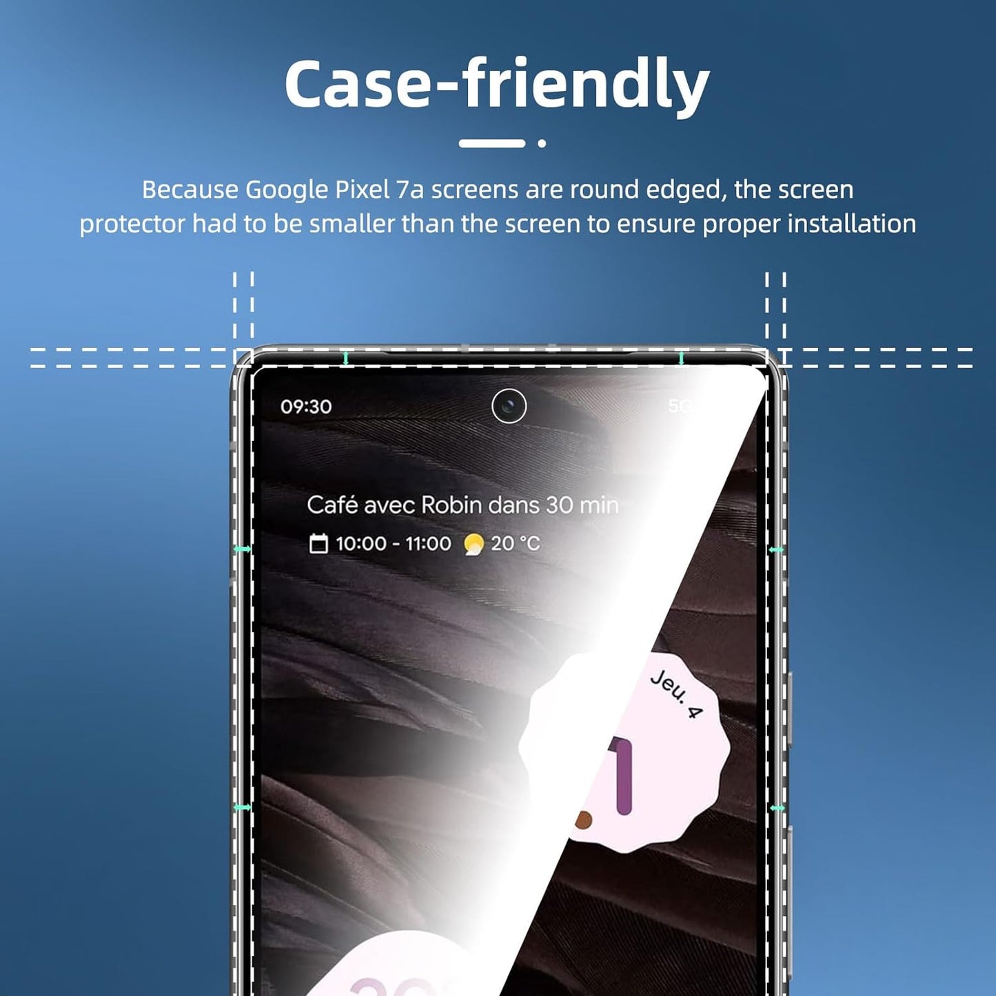 NEW'C Tempered Glass Screen Protector for Google Pixel 7a - 3 Pack, Ultra Resistant, Bubble Free.