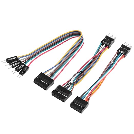 Motherboard Front Panel Adapter Kit: Power Switch/USB 2.0/Audio Connector for Business Desktop Mainboards (Qitian/Yangtian/ThinkCentre-Compatible) to Standard ATX Case