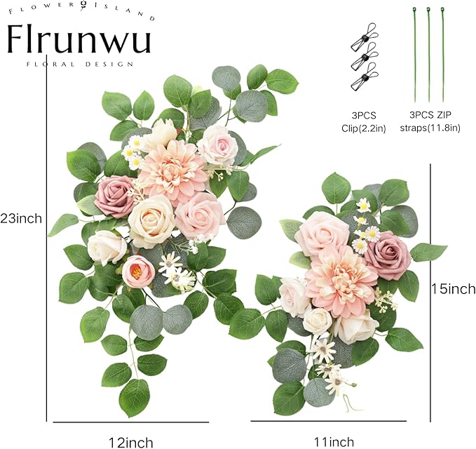 Artificial Flowers Decorations Pack of 2,Centerpieces for Wedding Reception Backdrop Decoration, Floral Decor Wall Home Entryway OutdoorDecorations (Pink)