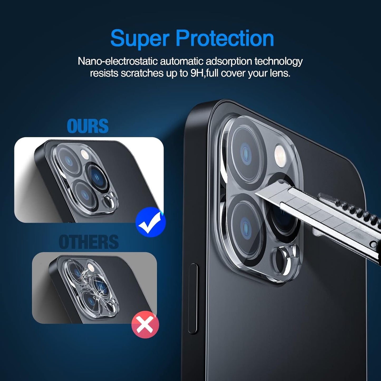 ORIbox Camera Lens Protector for iPhone 13 Pro Max and iPhone 13 Pro, 3 Packs Tempered Glass Protectors,