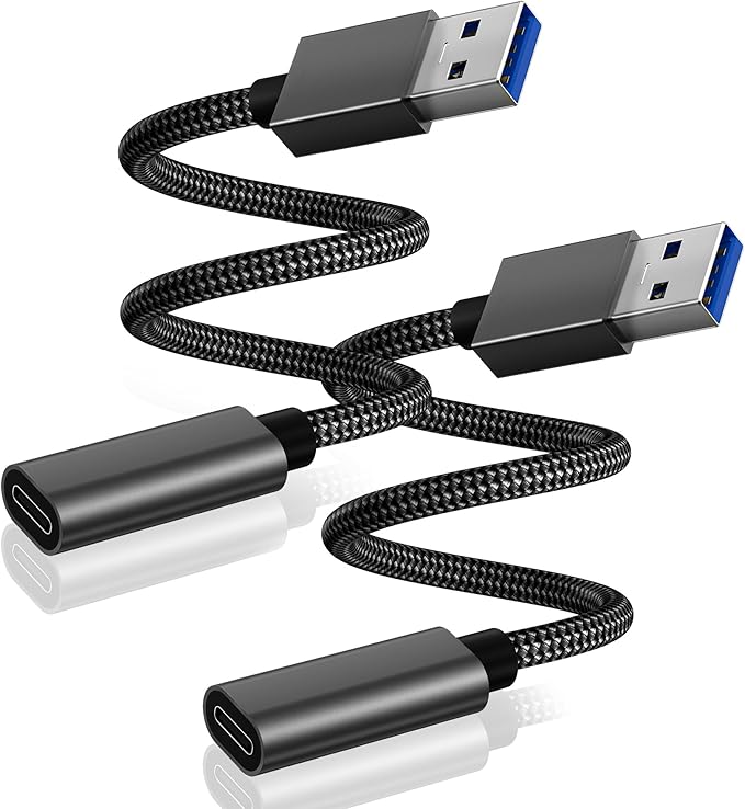 Basesailor USB 3.0 to USB C Adapter 3.3FT 2Pack,USBC Female to A Male Cable,5Gbps 3.1 Type C Charger Connector for Apple iPhone 17 17e 16 16e 15 Pro Max,iPad Air Mini 7,Samsung Galaxy S26 S25 S24 S23