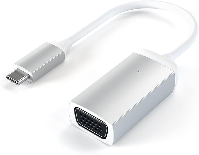 Satechi Type-C VGA USB-C Cable Adapter 1080p/60Hz - for M5/M4 MacBook Pro/Air, M5/M4 iPad Pro/Air, M4 Mac mini, M4 iMac and More (Silver)