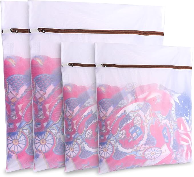 GOGOODA Set of 4 Large Laundry Mesh Bags Delicates Net Wash Bags for Blouse, Jacket,Pants, Sheets (20 x 24 Inches x 2, 16 x 20 Inches x 2)