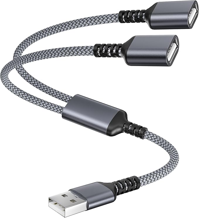 Itramax USB Splitter 1 in 2 Out 1FT,USB-A Splitter Cable 1 Male to 2 Female Split,Dual/Double USBA Port Hub Split for PC,Laptop,Keyboard,Mouse,Printer,Flash Drive,LED,Support Data and Charging