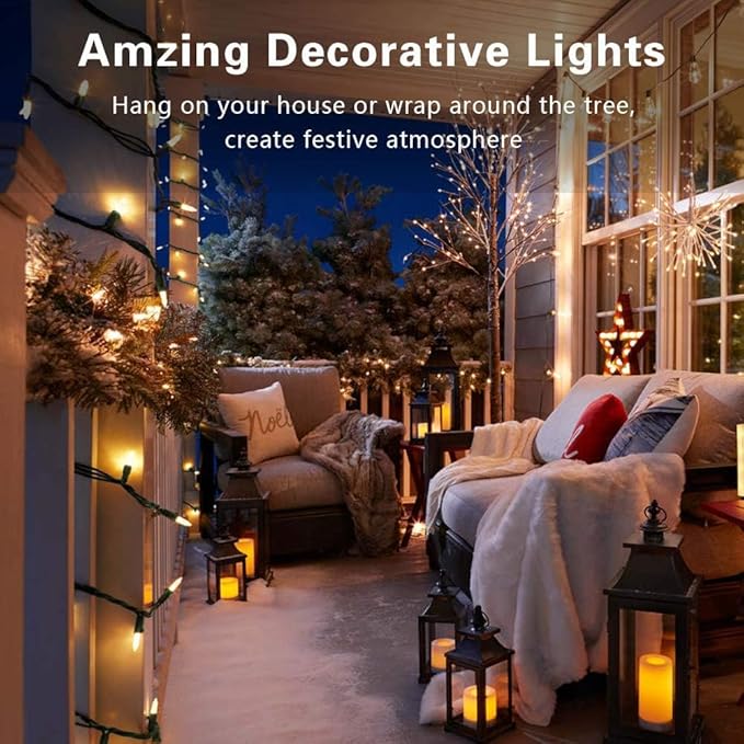 ODEETRONIC Christmas Lights, 21.63ft 100 Count Incandescent Clear Christmas Lights, UL Certified Outdoor Mini Clear Light Connectable, Green Wire Tree Light Indoor for Home Party Decor, Warm White