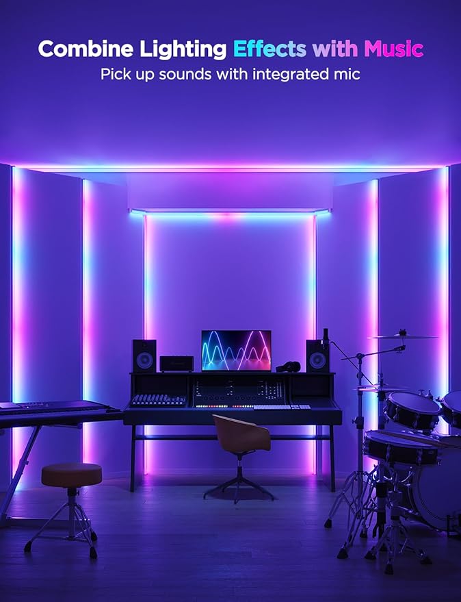 Govee RGBIC LED Strip Lights 16.4ft with Covers, Smart LED Lights for Bedroom Work with Alexa and Google Assistant, LED Diffuser Channel with Srtip Lights, Skirting Lines, Studio, Cabinet