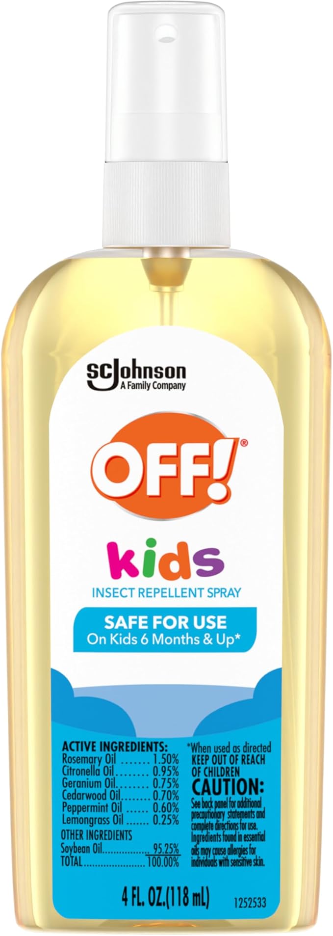 OFF! Kids Insect Repellent Spray, 100% Plant Based Oils, Safe for Use On Babies, Toddlers and Kids, 4 oz