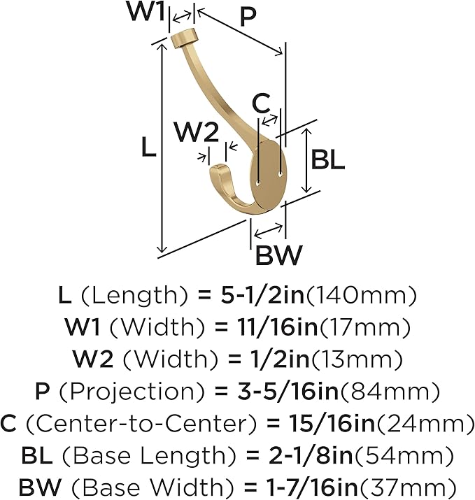 Amerock H55465CZ | Adare Double Prong Decorative Wall Hook | Champagne Bronze Hook for Coats, Hats, Backpacks, Bags | Hooks for Bathroom, Bedroom, Closet, Entryway, Laundry Room, Office