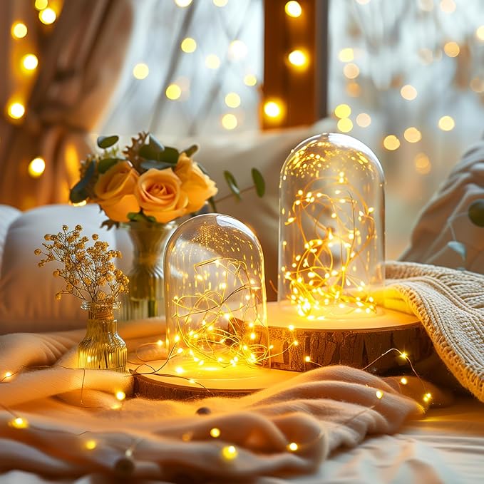 Fairy Lights Plug in, 99Feet 300LEDs Warm White String Lights, Waterproof Flexible Silver Wire Starry Lights for Bedroom Dorm Wedding Garland Wreath Wall Mason Jar Indoor Outdoor Christmas Tree
