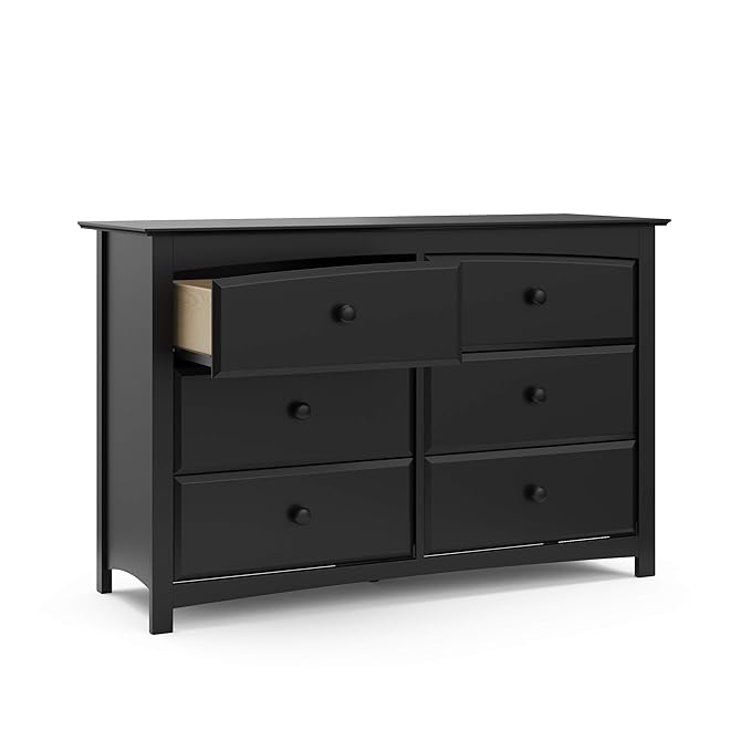 Storkcraft Kenton 6 Drawer Double Dresser (Black) – Dresser for Kids Bedroom, Nursery Dresser Organizer, Chest of Drawers for Bedroom with 6 Drawers, Universal Design for Children’s Bedroom