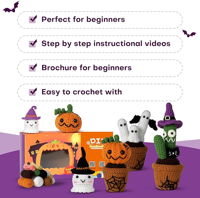 Wizardi Amigurumi DIY Crochet Kit - Halloween Plants with Ghost F07N8-M226