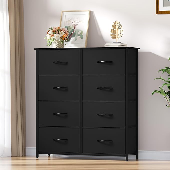YITAHOME Fabric Dresser with 8 Drawers, Tall Dresser with Fabric Bins, Storage Tower Unit, Chest of Drawers for Living Room, Hallway