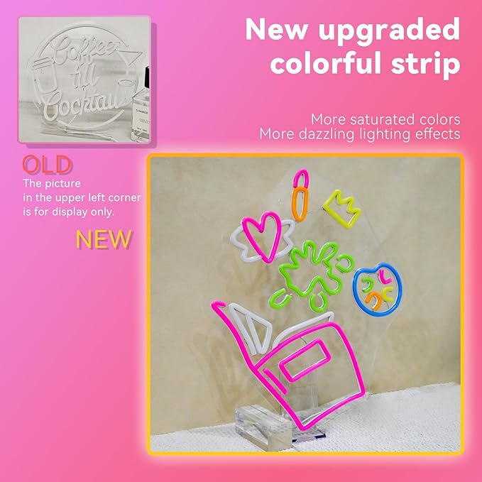 Magical Book Neon Sign, The Wonderful World of Books Design, USB Powered Dimmable, 5V/2A, for Kids, Gift, Office, Bedroom, Reading Room, Kids Room, Classroom, Book Lover