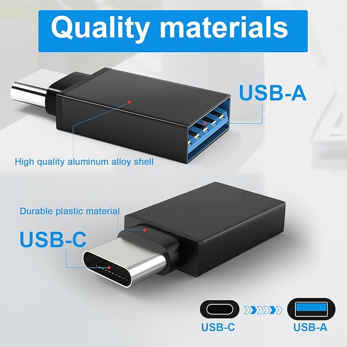 USB to USB C Adapter 10 Pack, Type A Female to C Male Charger Cable Converter for iPhone 15 14 13 12 Pro Max Plus, Apple Watch Ultra iWatch 9 8 7, MacBook Pro, iPad 10 9,Samsung Galaxy S20-23 and More