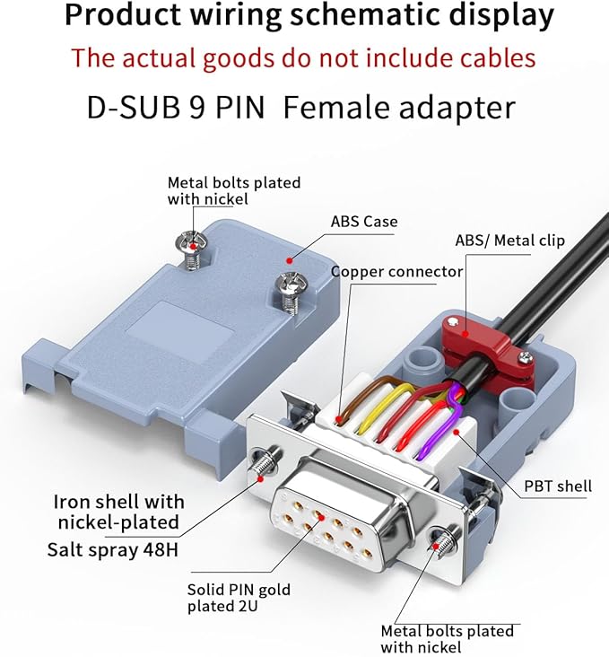5Pack DB9 Breakout Connector Female, RS232/RS485 Serial adapters,D-SUB 9-pin Female to ScrewTerminal Connector Signal Module with Shell