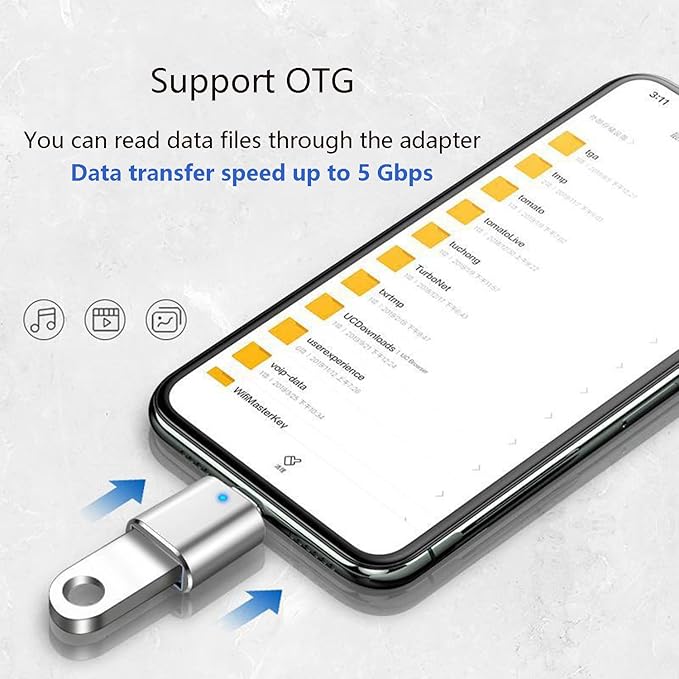 USB C Male to USB 3.0 Female Adapter, USB-C to USB-A [2-Pack] Adapter for Charging, 5Gbps Data Transfer and OTG - Silver
