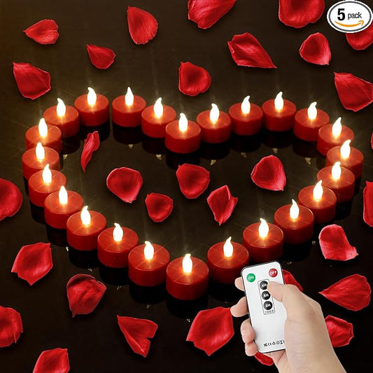 Tea Light Candles with Remote Control,Flickering Flameless LED Candle,Long Lasting 400+Hours,Battery Operated with Timer for Home Decoration Seasonal &Festival Celebration(12pcs Red)