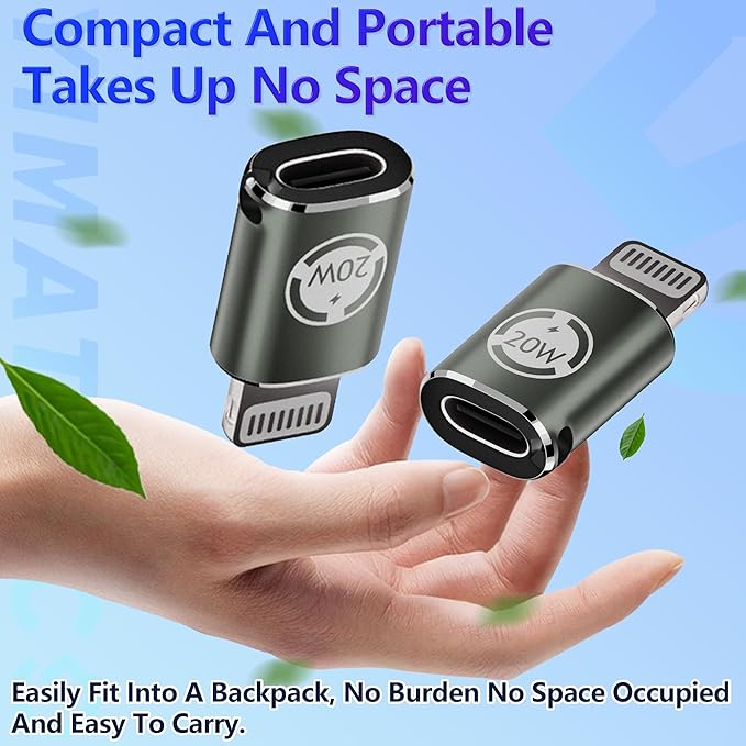 USB C to Lightning Adapter 20W PD Fast Charging Data Transfer, [2 Pack] USB C Female to Lightning Male Adapter Supports for iPhone 14/13/12/11/XS/XR, iPad/iPod/AirPods, Not for OTG(Dark Green, 2Pcs)