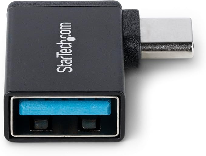 StarTech.com Right Angled USB-C to USB-A Adapter, USB 5Gbps, Compact USB-C Male to USB-A Female Adapter, Metal Housing, M/F