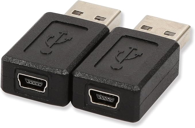 ELECTOP 2 Pack USB 2.0 A Male to USB B Mini 5 Pin Female Adapter Converter