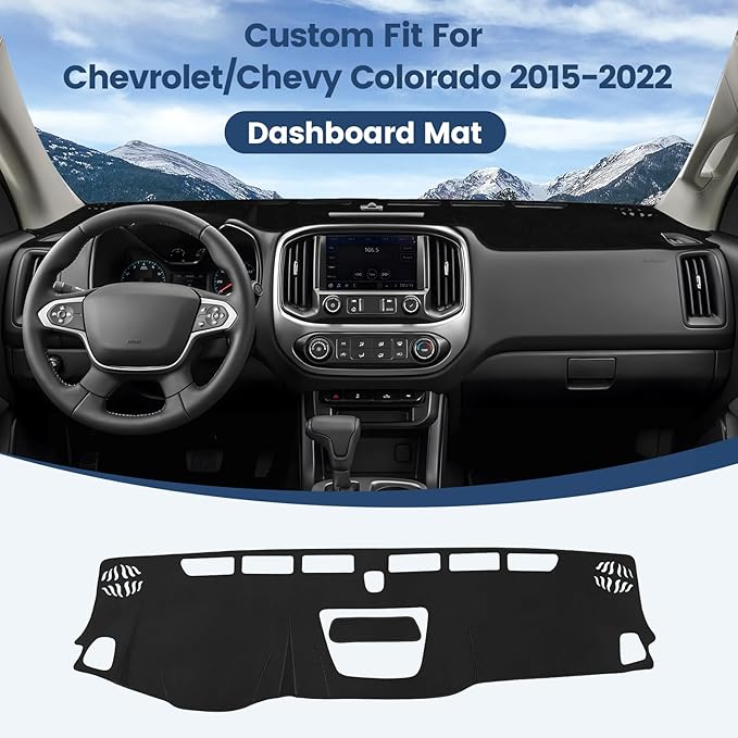 Dashboard Cover Mat Custom Fit for Chevrolet/Chevy Colorado 2015-2020 2021 2022 Dash Cover Nonslip Dash Mat Protector Sunshade No Glare Black
