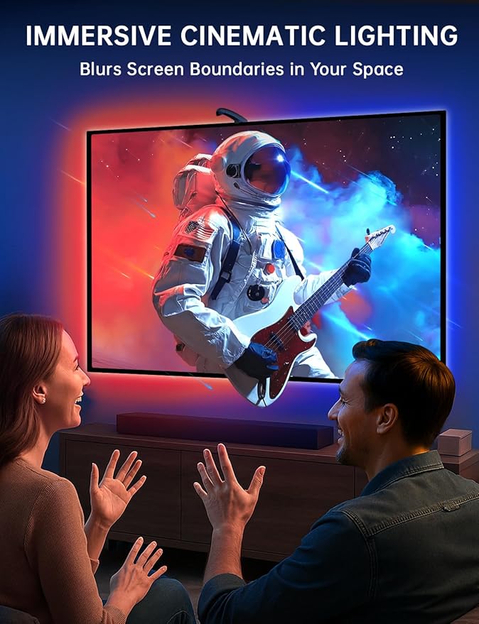 TV Lights That Change with TV, 18ft LED Lights for 75-85 Inch TVs & PC Monitors, Smart App Control TV Backlight Sync to Screen, USB-C Powered RGB LED Strip Lighting