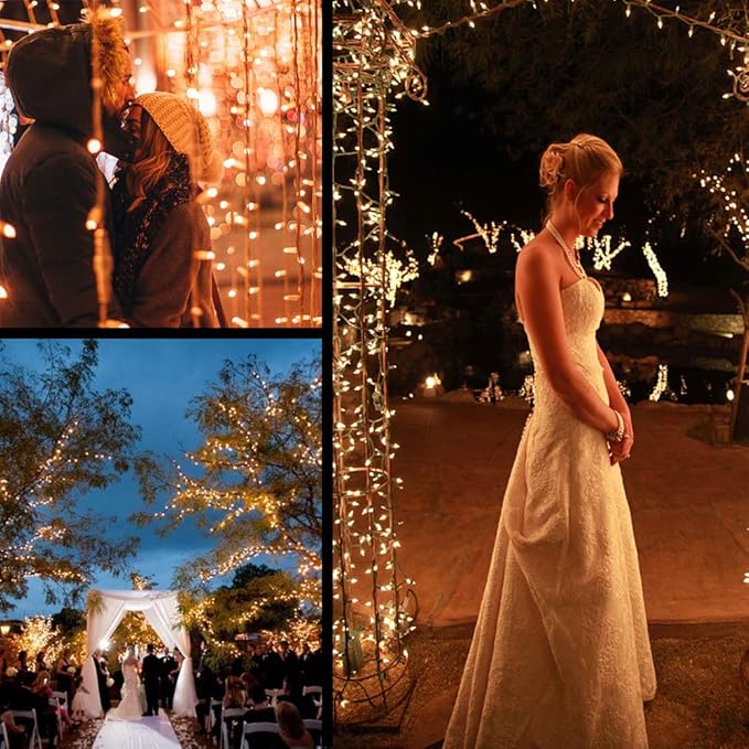 Christmas String Lights, 33FT 100 LEDs Christmas Tree Lights Indoor String Lights 8 Modes with End-to-End Plug Fairy Lights Decoration for Indoor Outdoor, Warm White (Clear Wire)