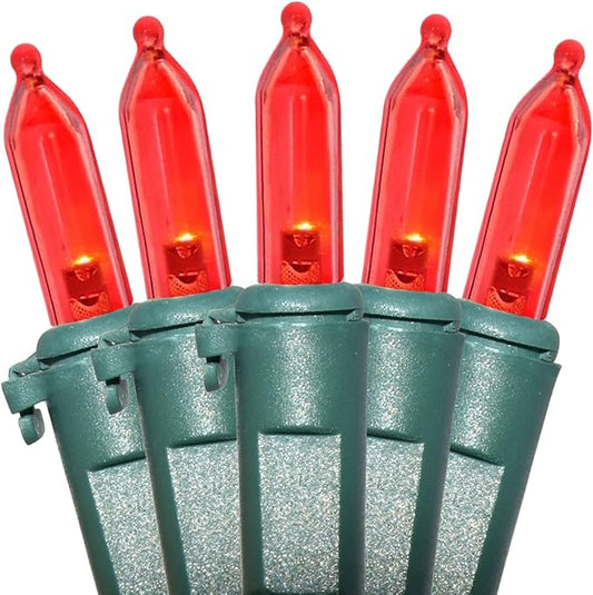 Holiday Essence - LED Red Christmas Lights Green Wire 26.9 Feet Long String Lights Set for Outdoor & Indoor Décor, Valentines Day, Halloween, Christmas Trees, Lighting Decorations, UL Certified