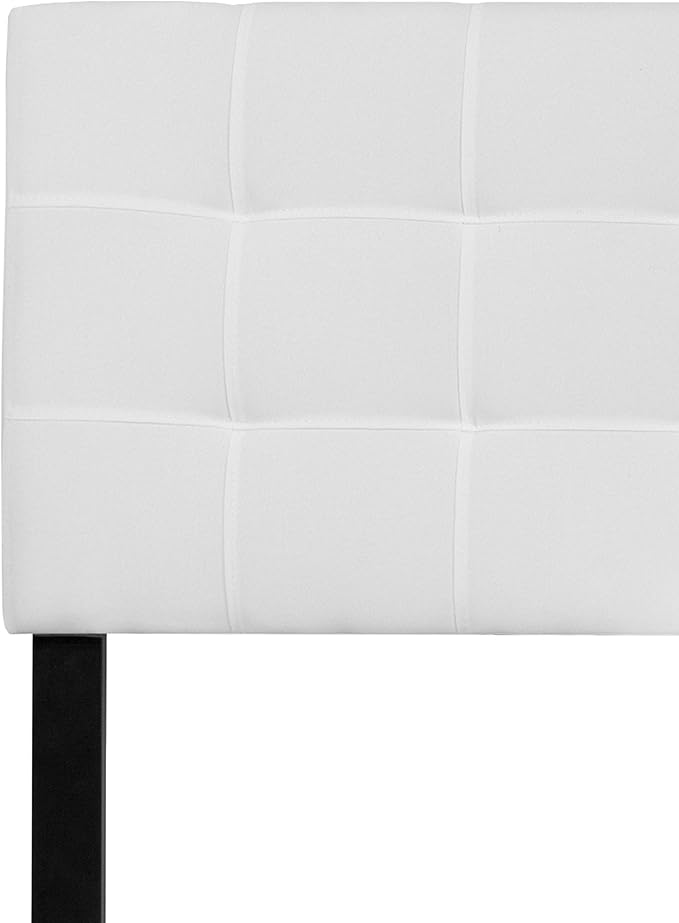 Flash Furniture Bedford Tufted Upholstered King Size Headboard in White Fabric