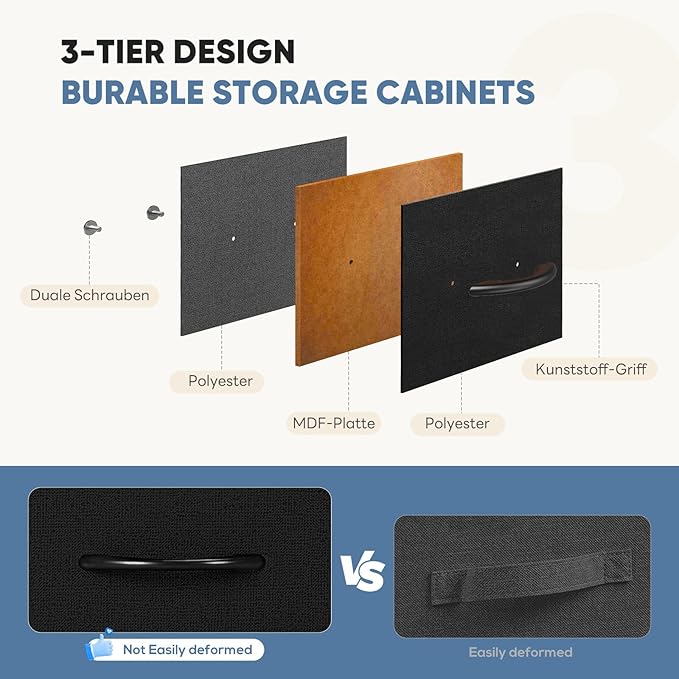 DUMOS 9 Drawer Dresser for Bedroom, Fabric Storage Organizer with Sturdy Metal Frame, Wooden Top Chest of Drawers for Closet Nursery Entryway Guest Room,Matte Black