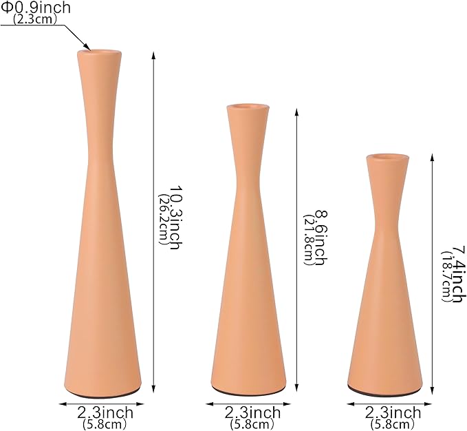 Vixdonos Taper Candle Holders Metal Candlestick Holders Set of 3 Table Mantel Decorative Candle Stand for Dinning,Party，Wedding,Home Decor(Pink Orange)