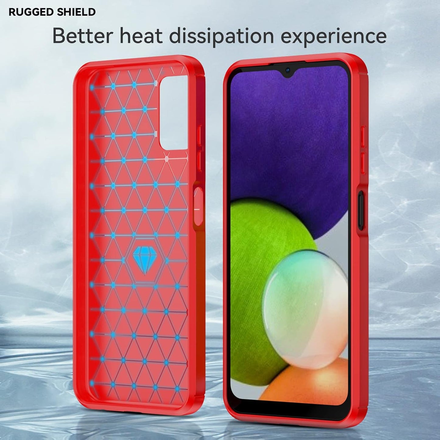 Samsung A03S Case with HD Screen Protector, Fashion Shock-Absorption Flexible TPU Bumper Soft Rubber Case, Red