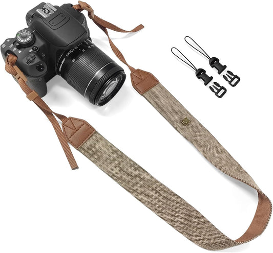 1 Pack, TENOC Vintage Camera Strap Canvas Herringbone Neck Shoulder Strap with Quick Release Buckles