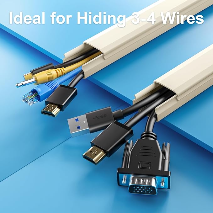 Yecaye TV Cord Hider, 42In Large Cable Hider Beige, Wire Covers for 4 Cords, Wire Hiders for TV on Wall, Cable Raceway Concealer, W1.18in H0.6in, Beige