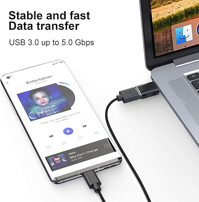 USB C to USB Adapter 2 Pack,USB C Male to USB 3.0 Female Adapter， for Apple MacBook Pro,Mac Book,iPad,Samsung Notebook,Samsung S25 S24 -（Grey）