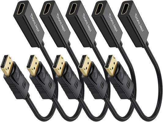 4K DisplayPort to HDMI Adapter 5 Pack, Uni-Directional Display Port (DP) Male to HDMI Female Converter Compatible with Laptop/Computer/AMD/NVIDIA, Monitor/HDTV/Projector